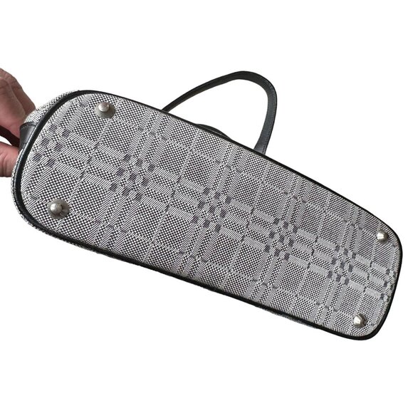 Burberry  Gray Nova Check Satchel/ Tote with Black Leather Buckled Handles - Picture 4 of 16